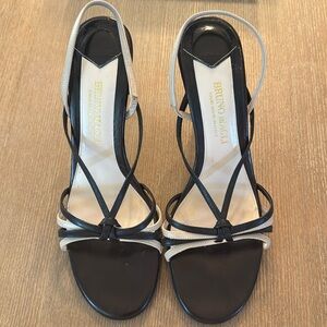 Bruno Magli size 9.5 black and beige leather sandals. Like new